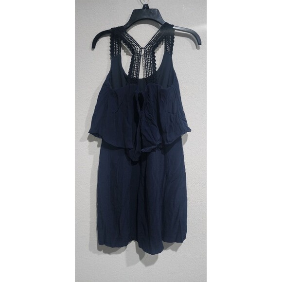 Anthropologie Maeve Navy Blue Crochet Straps Layered Dress Size 4 - Picture 4 of 10